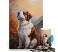 Puzzle da 1000 pezzi con ritratto di cane autunnale Gioco di taglio senza soluzione di continuità,gioco creativo,giocattolo per il tempo libero,Natale,arte per il tempo libero (38x26cm)