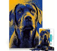 Puzzle da 1000 pezzi con ritratto di cane blu e giallo,gioco di precisione e stimolante per la mente,ideale per momenti di relax,regalo di Natale 50x75cm