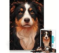 Puzzle da 1000 pezzi con ritratto di cane Border Collie e brillantini,decorazione a incastro,regalo rompicapo,gioco rilassante,opera d'arte natalizia 38x26cm