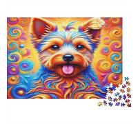 Puzzle da 1000 pezzi con ritratto di cane colorato, muso di cane soffice e psichedelico per giochi educativi per adulti, bellissima decorazione, difficile e stimolante di compleanno. 52x38cm