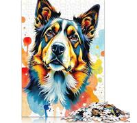 Puzzle da 1000 pezzi con ritratto di cane colorato per adulti e adolescenti, puzzle in legno per adulti, puzzle per adulti e adolescenti, 1000 pezzi (75x50 cm)