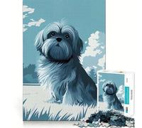 Puzzle da 1000 pezzi con ritratto di cane Shih Tzu per adulti, gioco di puzzle per stimolare la mente, calma e relax, decorazione murale 38x52cm