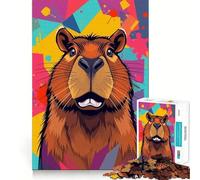 Puzzle da 1000 pezzi con ritratto di capibara,incastro perfetto,sfida artistica e mentale,gioco divertente per il tempo libero,regalo di compleanno (50x75cm)