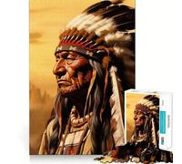 Puzzle da 1000 pezzi con ritratto di capo nativo americano per adolescenti, gioco di logica e abilità, divertimento condiviso, taglio preciso, decorazione murale (50x75cm)