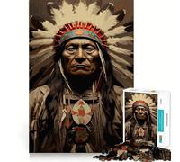 Puzzle da 1000 pezzi con ritratto di capo nativo americano per adolescenti, ideale per migliorare la memoria, favorire la calma e il relax Design classico da assemblare Regalo perfetto (50x75cm)