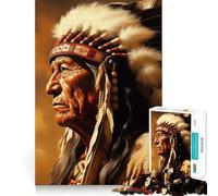 Puzzle da 1000 pezzi con ritratto di capo nativo americano per adulti e ragazzi, gioco di logica, divertimento rilassante, bordi netti, regalo memorabile (50x75cm)