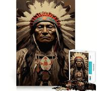 Puzzle da 1000 pezzi con ritratto di capo nativo americano per adulti, gioco di logica e rilassamento, bordi affilati, regalo di alta qualità (38x52cm)
