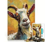 Puzzle da 1000 pezzi con ritratto di capra sorridente per adulti, gioco di logica e assemblaggio divertente e preciso, regalo memorabile 50x75cm
