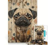 Puzzle da 1000 pezzi con ritratto di carlino su pannello di legno ideale per adulti un gioco stimolante per la mente perfetto per il tempo libero con dettagli nitidi (50x75cm)