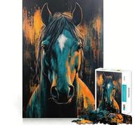 Puzzle da 1000 pezzi con ritratto di cavallo color verde acqua, ideale per adolescenti Migliora la memoria, rilassante e divertente Bordi netti 38x52cm