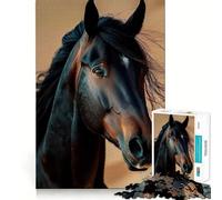 Puzzle da 1000 pezzi con ritratto di cavallo nero,taglio preciso,gioco di logica,gioco rilassante,decorazione natalizia per la casa 50x75cm
