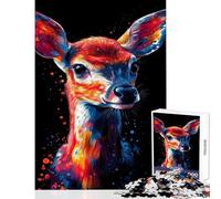 Puzzle da 1000 pezzi con ritratto di cervo colorato giocattoli antistress regalo per compleanni gioco educativo con poster abbinato e foglio di quiz dimensioni 50x75cm