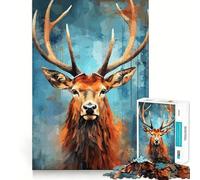 Puzzle da 1000 pezzi con ritratto di cervo in stile Pop Art per adulti, gioco rilassante e distensivo, con bordi precisi, regalo perfetto 38x26cm