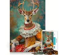 Puzzle da 1000 pezzi con ritratto di cervo in stile rococò per adulti, ideale per migliorare la memoria, alleviare l'ansia, creare un design accattivante e un regalo artistico (50x75cm)