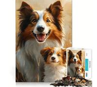 Puzzle da 1000 pezzi con ritratto di cucciolo di Border Collie,incastro perfetto,attività di gioco intelligente,divertimento per il tempo libero,regalo di compleanno 38x52cm