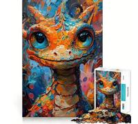 Puzzle da 1000 pezzi con ritratto di cucciolo di drago,taglio liscio,gioco di logica,regalo,momento di relax,opera d'arte natalizia (38x52cm)