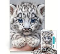 Puzzle da 1000 pezzi con ritratto di cucciolo di tigre bianca per adulti,divertente gioco di memoria,incastro sicuro,montaggio sicuro,attività per tutta la famiglia (38x52cm)