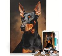 Puzzle da 1000 pezzi con ritratto di Doberman ideale per giochi di famiglia e compleanno con poster abbinato e foglio di curiosità 50x75cm