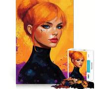 Puzzle da 1000 pezzi con ritratto di donna dai capelli rossi, ideale per adolescenti, antistress e gioco di logica, con taglio di alta qualità e design raffinato (38x26cm)
