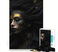 Puzzle da 1000 pezzi con ritratto di donna e aureola dorata, ideale per adulti Gioco di logica e svago, con tagli perfetti e un tocco creativo (50x75cm)