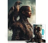 Puzzle da 1000 pezzi con ritratto di donna nativa americana e aquila ideale per adolescenti per migliorare la memoria senza stress con design e assemblaggio rilassanti un regalo speciale (50x75cm)
