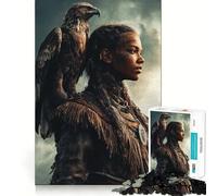 Puzzle da 1000 pezzi con ritratto di donna nativa americana e aquila, ideale per adolescenti, stimola la memoria, riduce lo stress e favorisce la decorazione murale con bordi precisi (38x26cm)