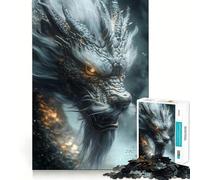 Puzzle da 1000 pezzi con ritratto di drago argentato per adolescenti, gioco di logica, antistress, taglio preciso, regalo artistico 50x75cm