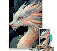 Puzzle da 1000 pezzi con ritratto di drago bianco per adolescenti,stimolante per la mente,divertente,senza spazi vuoti,incastro perfetto,piacevole svago per interni (50x75cm)