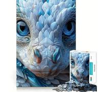 Puzzle da 1000 pezzi con ritratto di drago dagli occhi azzurri,disegno accuratamente ritagliato,gioco stimolante per la mente,facile da giocare,regalo di compleanno ideale 50x75cm