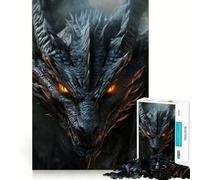 Puzzle da 1000 pezzi con ritratto di drago nero e giunture precise,gioco di costruzione che favorisce la concentrazione,gioco tranquillo,divertimento assicurato per compleanni 50x75cm