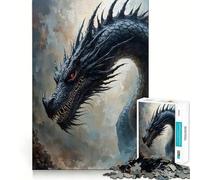 Puzzle da 1000 pezzi con ritratto di drago nero,ritaglio preciso,attività di gioco intelligente,momento di gioco rilassante,regalo di compleanno 50x75cm