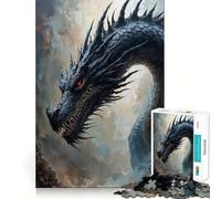 Puzzle da 1000 pezzi con ritratto di drago nero,taglio preciso,gioco stimolante per la mente,facile da giocare,regalo di compleanno ideale 38x52cm