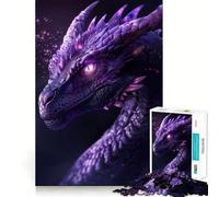 Puzzle da 1000 pezzi con ritratto di drago viola per adolescenti, gioco di logica e abilità, momento di relax, taglio preciso, (38x52cm)