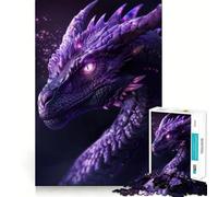 Puzzle da 1000 pezzi con ritratto di drago viola per adolescenti, stimolante per la mente, divertimento in famiglia, bordi precisi, regalo memorabile (38x26cm)