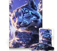 Puzzle da 1000 pezzi con ritratto di famiglia di leopardi delle nevi, ideale per adolescenti, per rafforzare i ricordi e il legame familiare, con bordi precisi e un regalo pensato con cura (38x26cm)