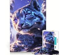 Puzzle da 1000 pezzi con ritratto di famiglia di leopardi delle nevi, ideale per adolescenti, per rafforzare i ricordi e il legame familiare, con bordi precisi e un regalo pensato con cura (38x26cm)