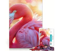Puzzle da 1000 pezzi con ritratto di fenicottero rosa e sfondo bokeh, ideale per adolescenti, un gioco che stimola la mente e crea momenti di serenità Regalo stagionale (38x26cm)