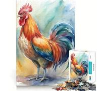 Puzzle da 1000 pezzi con ritratto di gallo ad acquerello,gioco cognitivo divertente,taglio di alta precisione, alleviare lo stress (38x52cm)