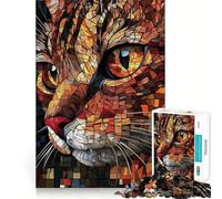 Puzzle da 1000 pezzi con ritratto di gatto a mosaico,gioco di incastro,gioco intelligente,regalo per il relax,decorazione natalizia (50x75cm)