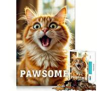 Puzzle da 1000 pezzi con ritratto di gatto arancione divertente, ideale per adolescenti, per rafforzare la memoria, per il tempo libero a casa, con bordi puliti e un regalo prezioso (50x75cm)