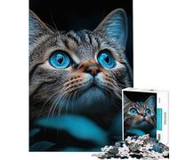 Puzzle da 1000 pezzi con ritratto di gatto dagli occhi azzurri difficile e stimolante decorazione artistica per la casa gioco interattivo per ragazzi dai 14 anni in su (38x26cm)