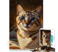 Puzzle da 1000 pezzi con ritratto di gatto del Bengala,bordi perfetti,gioco intelligente,sfida,divertimento,gioco lento,regalo di compleanno (38x52cm)