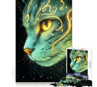 Puzzle da 1000 pezzi con ritratto di gatto del Bengala mistico, ideale per ragazzi, stimola la riflessione, è un gioco facile e rilassante, con tagli precisi (38x26cm)