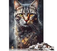 Puzzle da 1000 pezzi con ritratto di gatto dipinto a olio per adulti e adolescenti, regali per la vigilia di Natale, 1000 pezzi (75x50 cm)