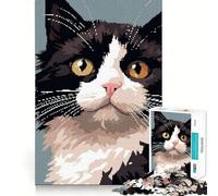 Puzzle da 1000 pezzi con ritratto di gatto in pixel art,ideale per decorazioni e giochi cognitivi,regalo perfetto per il compleanno (38x26cm)