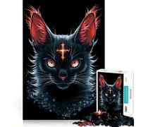 Puzzle da 1000 pezzi con ritratto di gatto nero mistico per adulti, gioco di abilità mentale, assemblaggio lento e divertente, regalo perfetto (38x52cm)