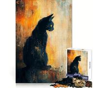Puzzle da 1000 pezzi con ritratto di gatto nero per adolescenti, stimolante per la mente, per un relax consapevole, con bordi lisci, elegante regalo di Natale (38x52cm)