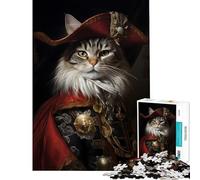 Puzzle da 1000 pezzi con ritratto di gatto pirata Giocattolo avvincente per coltivare la pazienza rilassante educativo ideale come regalo di Babbo Natale segreto (dimensioni 38x52cm)