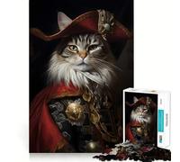 Puzzle da 1000 pezzi con ritratto di gatto pirata per adolescenti, rompicapo, gioco rilassante, taglio di alta qualità, regalo di Natale (38x26cm)