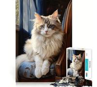 Puzzle da 1000 pezzi con ritratto di gatto Ragdoll per adolescenti, ideale per rafforzare la memoria, rilassarsi e divertirsi, con bordi lisci e la lista dei desideri di Babbo Natale (38x26cm)